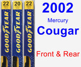 Front & Rear Wiper Blade Pack for 2002 Mercury Cougar - Premium