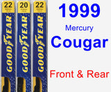 Front & Rear Wiper Blade Pack for 1999 Mercury Cougar - Premium