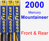 Front & Rear Wiper Blade Pack for 2000 Mercury Mountaineer - Premium