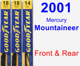 Front & Rear Wiper Blade Pack for 2001 Mercury Mountaineer - Premium