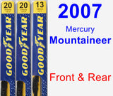 Front & Rear Wiper Blade Pack for 2007 Mercury Mountaineer - Premium