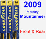 Front & Rear Wiper Blade Pack for 2009 Mercury Mountaineer - Premium