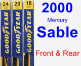 Front & Rear Wiper Blade Pack for 2000 Mercury Sable - Premium