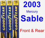 Front & Rear Wiper Blade Pack for 2003 Mercury Sable - Premium