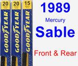 Front & Rear Wiper Blade Pack for 1989 Mercury Sable - Premium