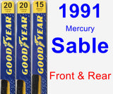 Front & Rear Wiper Blade Pack for 1991 Mercury Sable - Premium