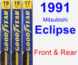 Front & Rear Wiper Blade Pack for 1991 Mitsubishi Eclipse - Premium