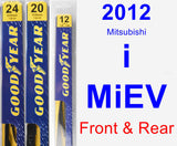 Front & Rear Wiper Blade Pack for 2012 Mitsubishi i-MiEV - Premium