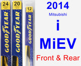 Front & Rear Wiper Blade Pack for 2014 Mitsubishi i-MiEV - Premium