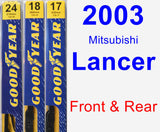 Front & Rear Wiper Blade Pack for 2003 Mitsubishi Lancer - Premium