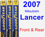 Front & Rear Wiper Blade Pack for 2007 Mitsubishi Lancer - Premium