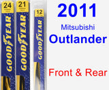 Front & Rear Wiper Blade Pack for 2011 Mitsubishi Outlander - Premium