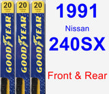 Front & Rear Wiper Blade Pack for 1991 Nissan 240SX - Premium