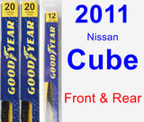 Front & Rear Wiper Blade Pack for 2011 Nissan Cube - Premium