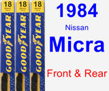 Front & Rear Wiper Blade Pack for 1984 Nissan Micra - Premium