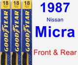 Front & Rear Wiper Blade Pack for 1987 Nissan Micra - Premium