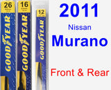 Front & Rear Wiper Blade Pack for 2011 Nissan Murano - Premium