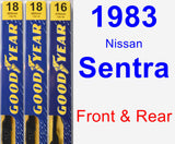 Front & Rear Wiper Blade Pack for 1983 Nissan Sentra - Premium