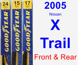 Front & Rear Wiper Blade Pack for 2005 Nissan X-Trail - Premium