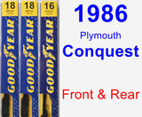 Front & Rear Wiper Blade Pack for 1986 Plymouth Conquest - Premium