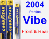 Front & Rear Wiper Blade Pack for 2004 Pontiac Vibe - Premium