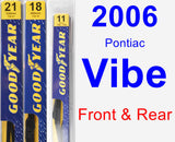 Front & Rear Wiper Blade Pack for 2006 Pontiac Vibe - Premium