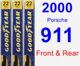 Front & Rear Wiper Blade Pack for 2000 Porsche 911 - Premium