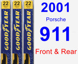Front & Rear Wiper Blade Pack for 2001 Porsche 911 - Premium