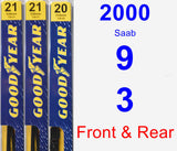 Front & Rear Wiper Blade Pack for 2000 Saab 9-3 - Premium