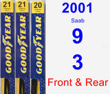 Front & Rear Wiper Blade Pack for 2001 Saab 9-3 - Premium