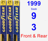 Front & Rear Wiper Blade Pack for 1999 Saab 9-3 - Premium
