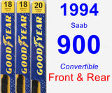 Front & Rear Wiper Blade Pack for 1994 Saab 900 - Premium