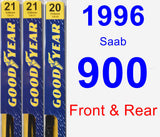 Front & Rear Wiper Blade Pack for 1996 Saab 900 - Premium