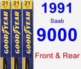 Front & Rear Wiper Blade Pack for 1991 Saab 9000 - Premium