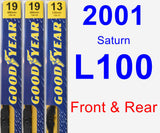 Front & Rear Wiper Blade Pack for 2001 Saturn L100 - Premium