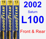 Front & Rear Wiper Blade Pack for 2002 Saturn L100 - Premium