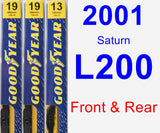 Front & Rear Wiper Blade Pack for 2001 Saturn L200 - Premium