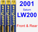 Front & Rear Wiper Blade Pack for 2001 Saturn LW200 - Premium