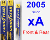 Front & Rear Wiper Blade Pack for 2005 Scion xA - Premium