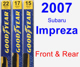 Front & Rear Wiper Blade Pack for 2007 Subaru Impreza - Premium