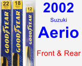 Front & Rear Wiper Blade Pack for 2002 Suzuki Aerio - Premium
