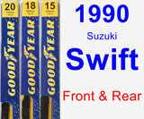 Front & Rear Wiper Blade Pack for 1990 Suzuki Swift - Premium