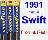 Front & Rear Wiper Blade Pack for 1991 Suzuki Swift - Premium