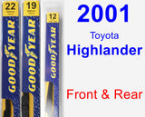 Front & Rear Wiper Blade Pack for 2001 Toyota Highlander - Premium