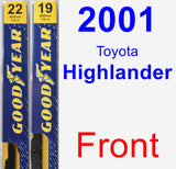 Front Wiper Blade Pack for 2001 Toyota Highlander - Premium