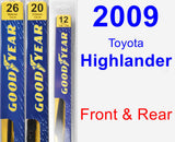 Front & Rear Wiper Blade Pack for 2009 Toyota Highlander - Premium
