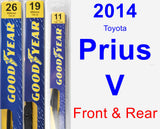 Front & Rear Wiper Blade Pack for 2014 Toyota Prius V - Premium