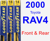 Front & Rear Wiper Blade Pack for 2000 Toyota RAV4 - Premium