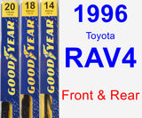 Front & Rear Wiper Blade Pack for 1996 Toyota RAV4 - Premium