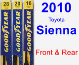 Front & Rear Wiper Blade Pack for 2010 Toyota Sienna - Premium